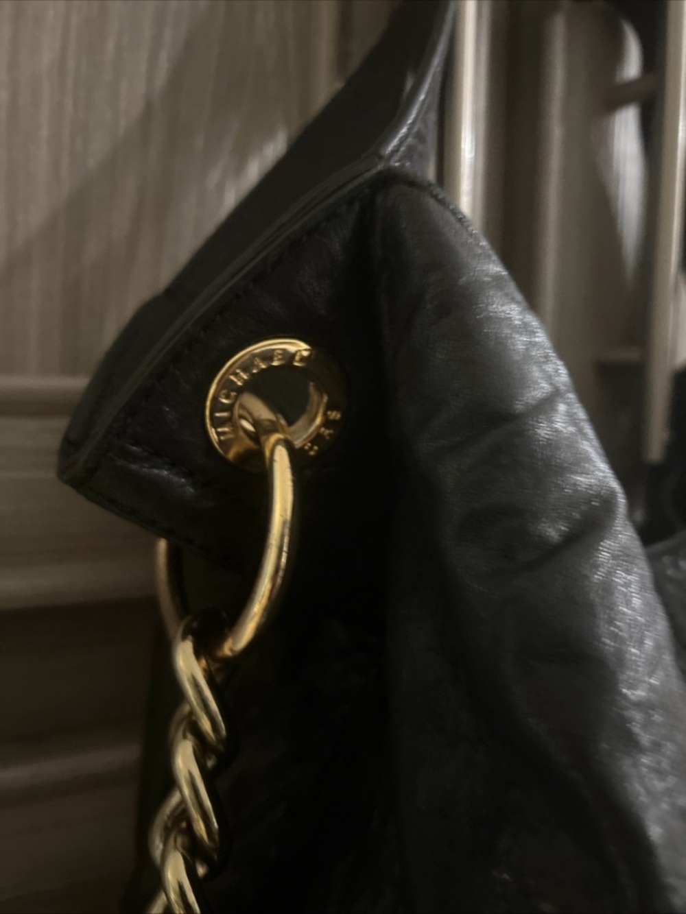 Michael Kors Uptown Astor Hobo in black leather w/gold studs retail $450 - Picture 6 of 7
